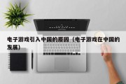 电子游戏引入中国的原因（电子游戏在中国的发展）